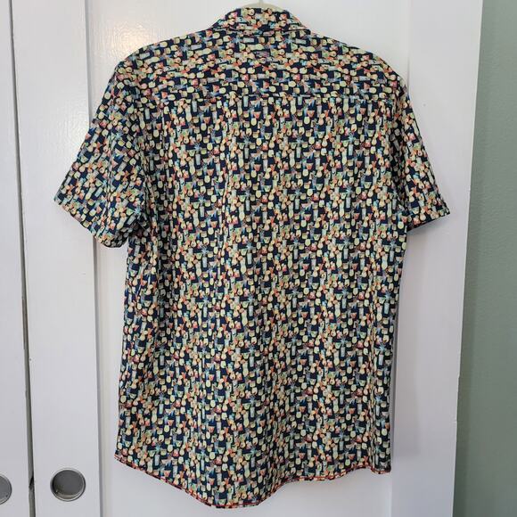 Projek Raw Size M Tropical Drink Print Short Sleeve Button Up Vacation Shirt - Picture 4 of 9